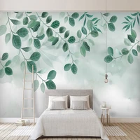 custom mural wallpaper modern 3d green leaves plant wall cloth living room bedroom tv sofa home decor papel pintado de pared 3d