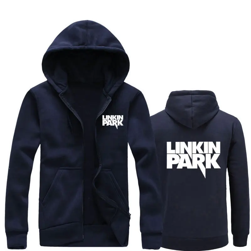 Лидер продаж осень Linkin Park напечатаны модные мужские толстовки Мужская и Женская куртка Свитшот флисовый обычный на молнии пальто - Цвет: navy