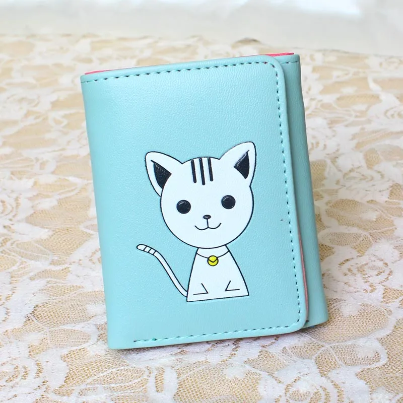 Женский кошелек из искусственной кожи короткий с кошкой для девушек | Багаж и