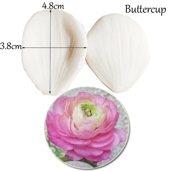 Buttercup Flower Veiner Fondant Silicone Mold Sugarcraft Textured Cake Decorating DIY Cooking M2182 |