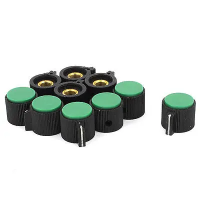 Зеленый Топ 6 мм Диаметр Вала Пластиковые Ротари Encoder Регулятор Cap Черный 10 Шт. |