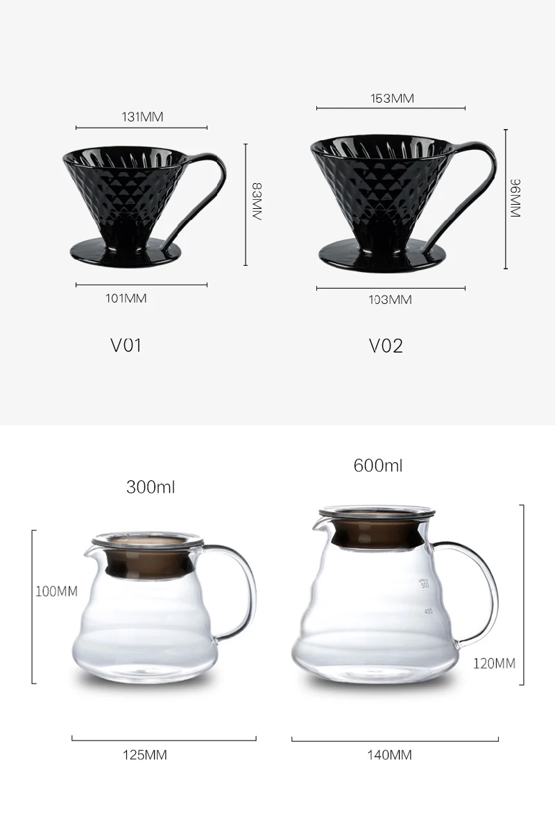 Керамические кофейные фильтры V60, кофейная капельная чашка с фильтром, Алмазная форма, Перманентная наполняемая кофеварка с отдельной подставкой