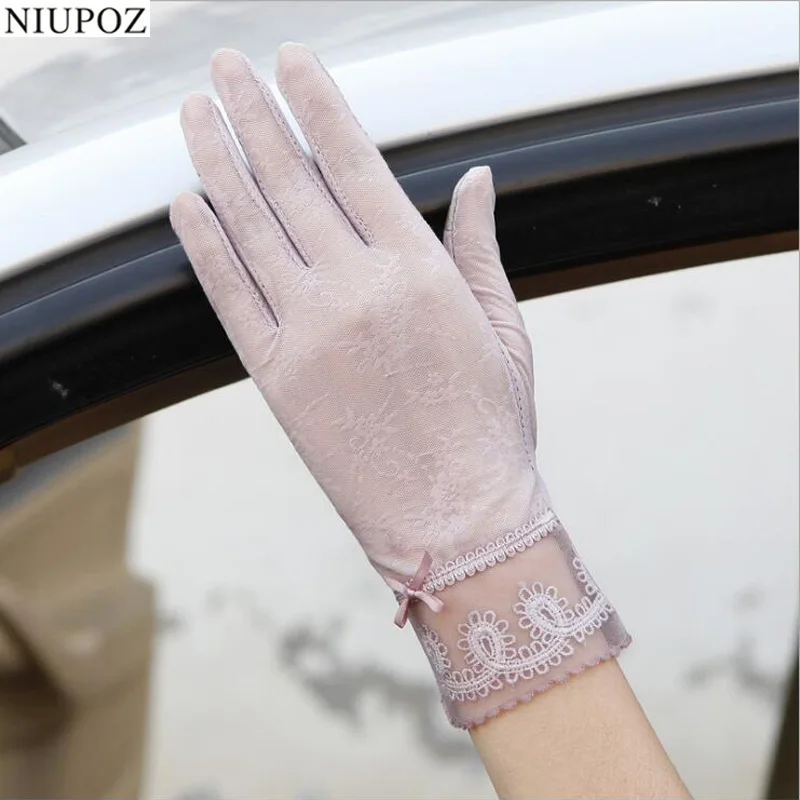 Перчатки женские короткие с УФ-защитой, пикантные модные кружевные из вискозы, тонкие для вождения, для сенсорных экранов, весна-лето-осень, G06E