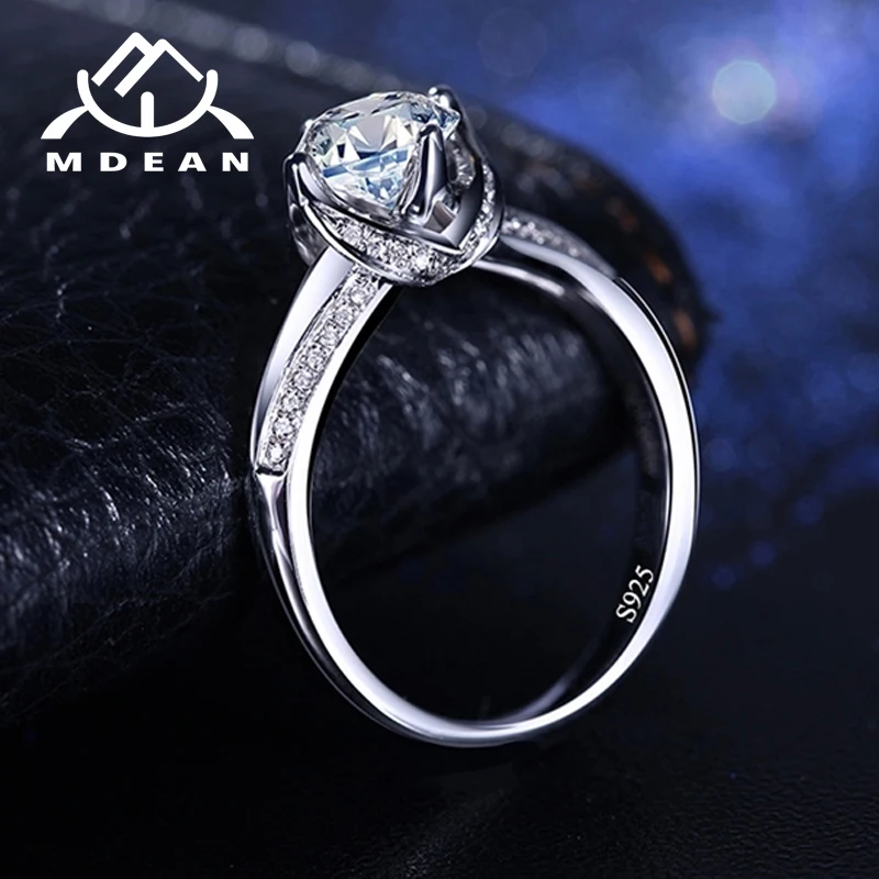 Mdean белые золотые обручальные кольца для женщин AAA циркон ювелирные изделия роскошные свадебные Bijoux аксессуары Размер 6 7 8 9MSR098