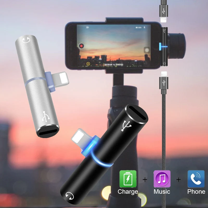 Зарядный аудио адаптер для iphone 7 8 plus X iOS Osmo Live Show Aux зарядное устройство сплиттер