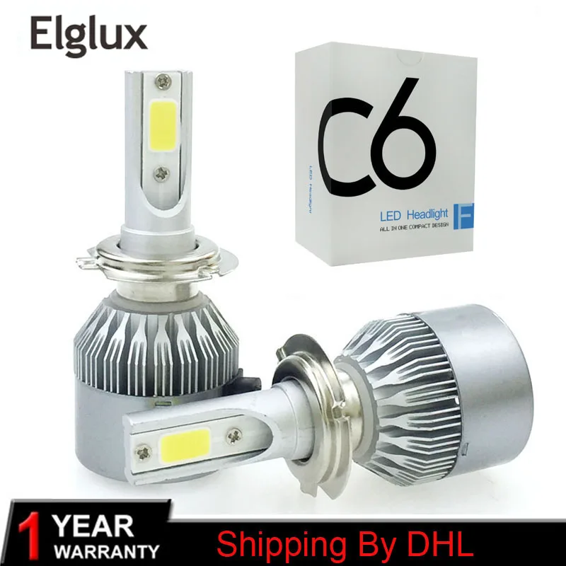 

Shipping by DHL C6 Car Headlight 72W 7600LM Led Light Bulbs H1 H3 H7 9005 9006 hb4 H11 H4 H13 9007 Automobiles Headlamp 6000K