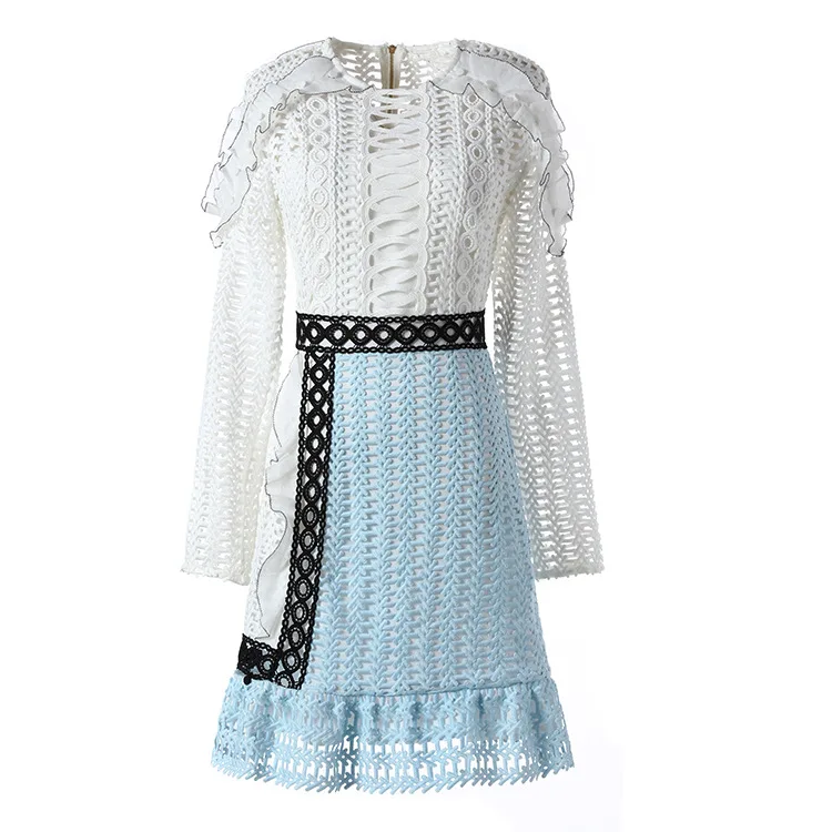 2017 Runway хорошее качество выдалбливать партия Винтаж Женская одежда Кружева See Through