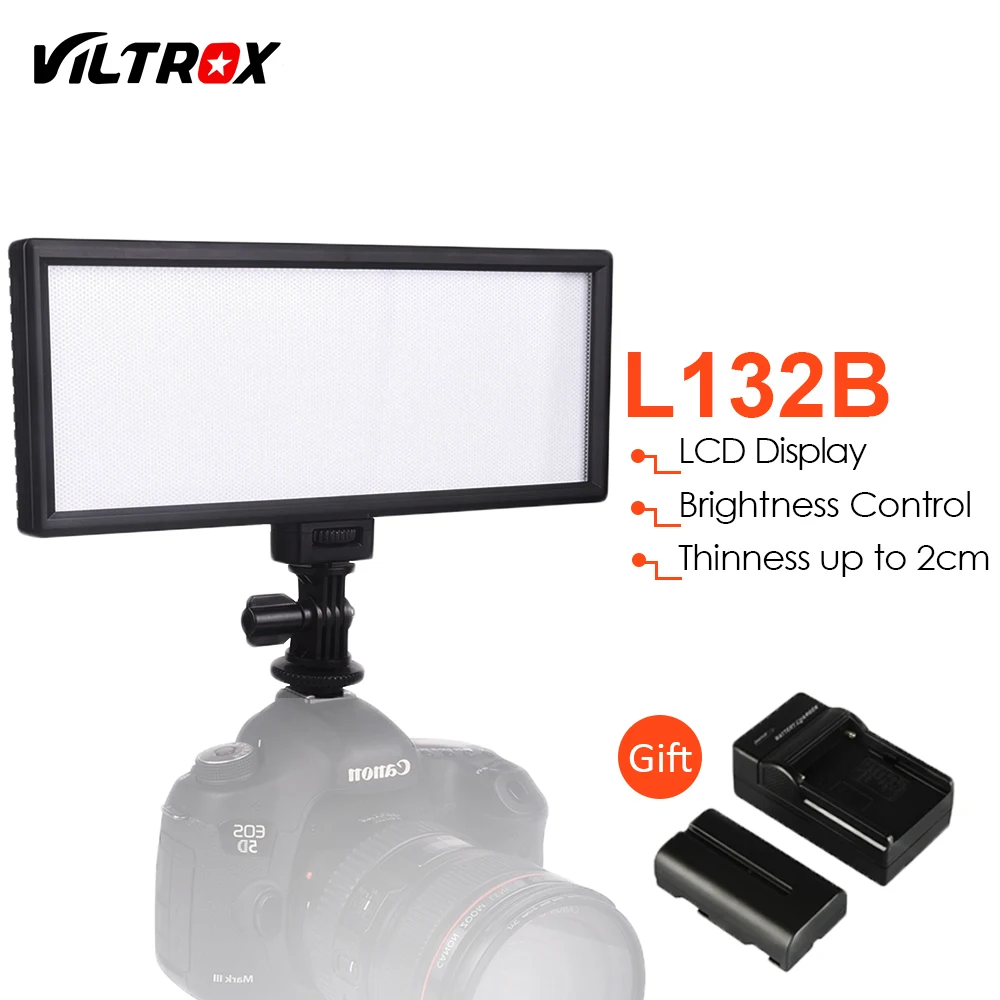 ЖК дисплей Viltrox L132B Диммируемый тонкий светодиодный светильник DSLR для фотостудии