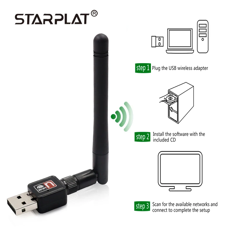 Горячая 150 Мбит/с сетевая карта USB WiFi адаптер 2dBi Wi-Fi адаптер ПК Wi Fi антенна WiFi ключ 2,4G USB Ethernet WiFi приемник