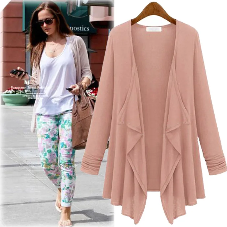 Женский асимметричный кардиган Открытый спереди свободный Драпированный