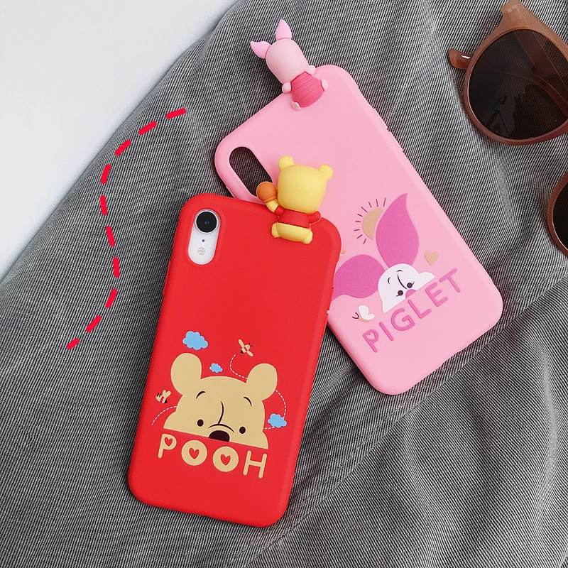 ORYKSZ Cute Cartoon Bear Soft Phone Case For iphone 6 6s 7 8 Plus Xs Cases iPhone Xr X Max Silicon Hand Strap Cover Coque |