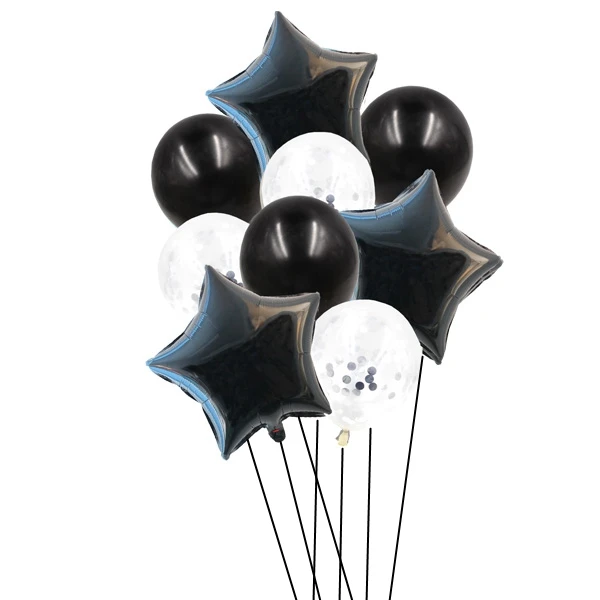 Black Star Confetti 9 шт., 12 дюймов и 18 дюймов, креативный, много воздушных шаров, гелиевый воздушный шар "Конфетти", украшение для свадьбы, праздника, дня рождения, вечеринок - Цвет: Black Star Confetti