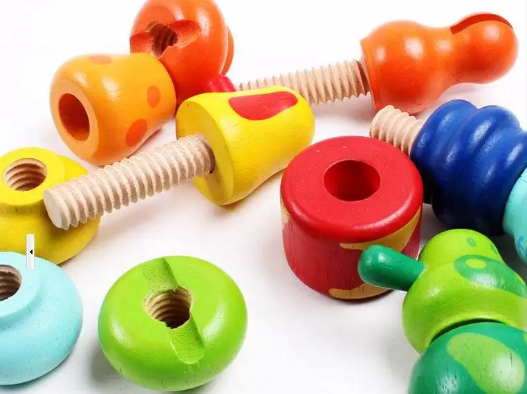 4 шт. детские деревянные сборные блоки с животными/простой винт DIY инструмент