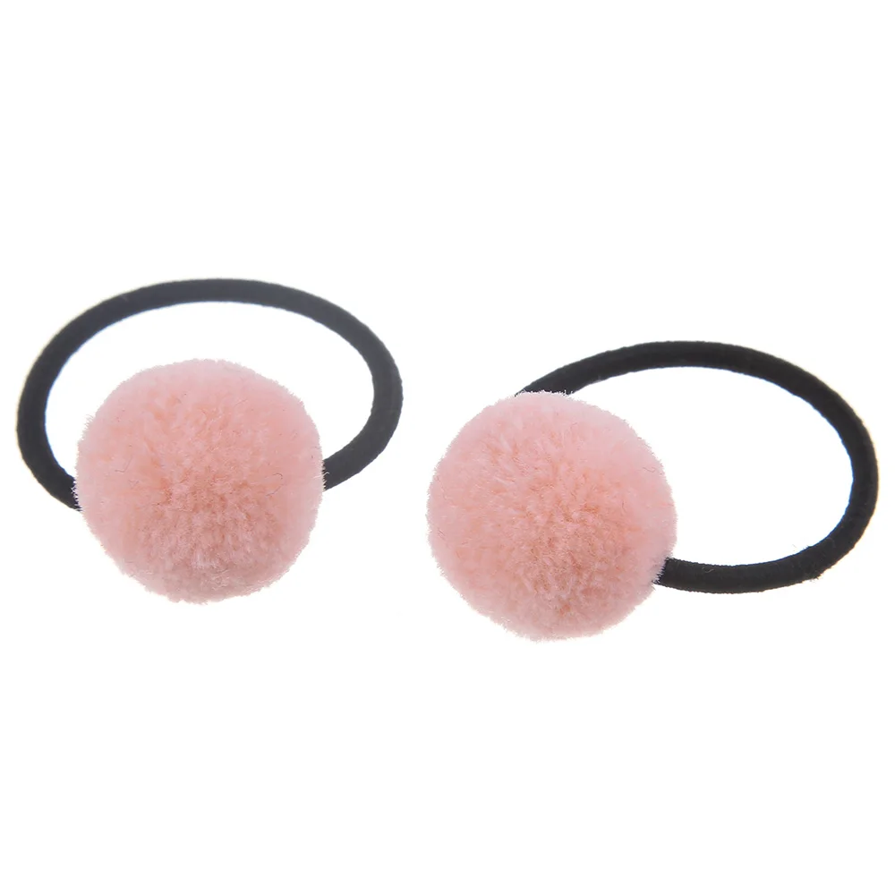 Pink2 10 шт. детские милые эластичные резинки для волос для девочек, головные уборы для детей с маленьким помпоном, держатель для хвоста, резинки, аксессуары для волос - Цвет: Pink2