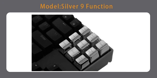 Silver-9 Function Крышка ключа из цинкового сплава для механической клавиатуры MX Axis Серебристые/золотистые металлические клавиши на клавиатуру Keypress WASD QWERASDF ARROW 37key - Цвет: Silver-9 Function