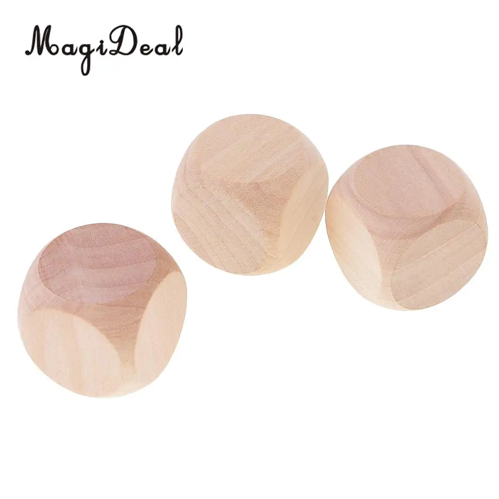 MagiDeal 10 шт./компл. 3 см деревянные кубики D6 шестисторонние пустые DIY для D &amp TRPG MTG