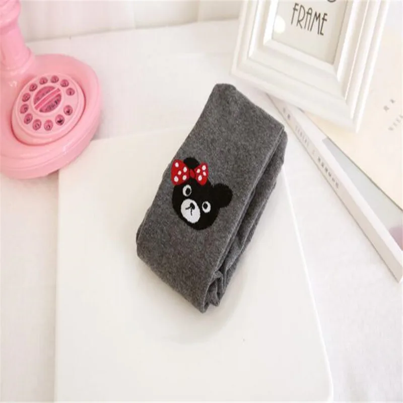 

2019 New Children Girls Tights Autumn Girl Pantyhose Cotton Knitted Child Tights Cute Bear Thicken Tight For 3-12 Years Girl