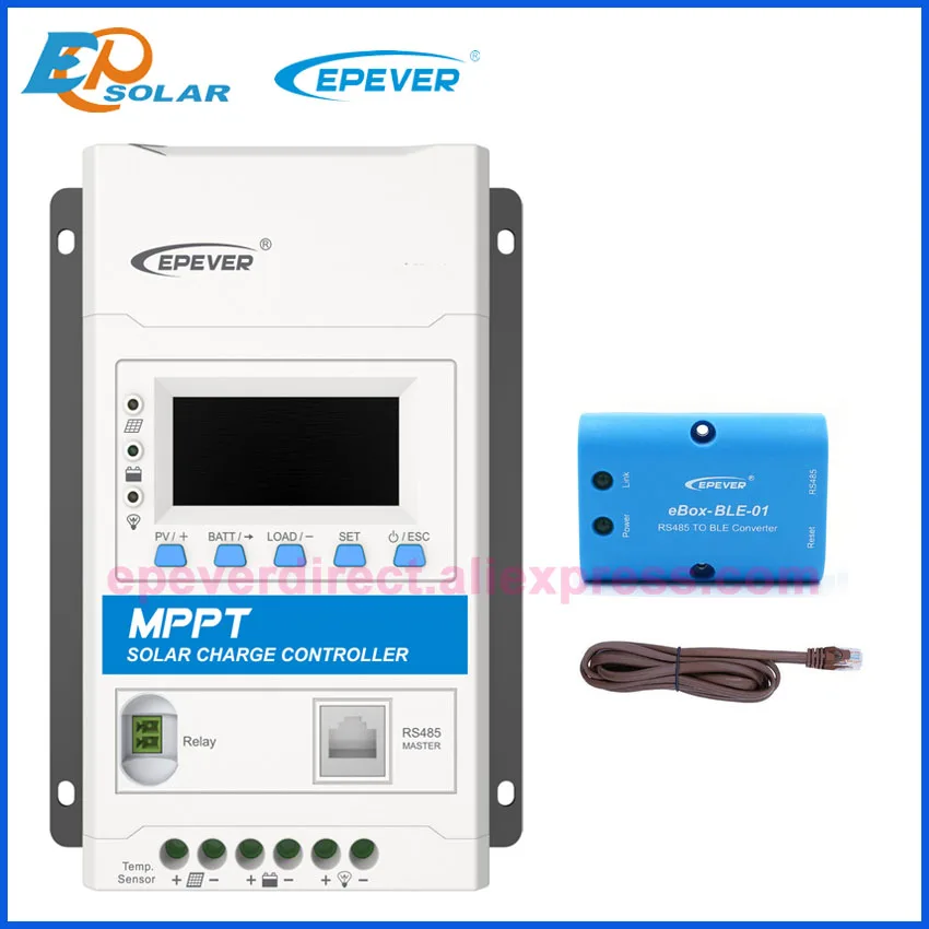 with eBox EPEVER 40A со слежением за максимальной точкой мощности, контроллер солнечного зарядного устройства 12v 24v 40amp авто реле COM мастер TRIRON4210N TRIRON4215N с MT50 WI-FI BLE - Цвет: with eBox