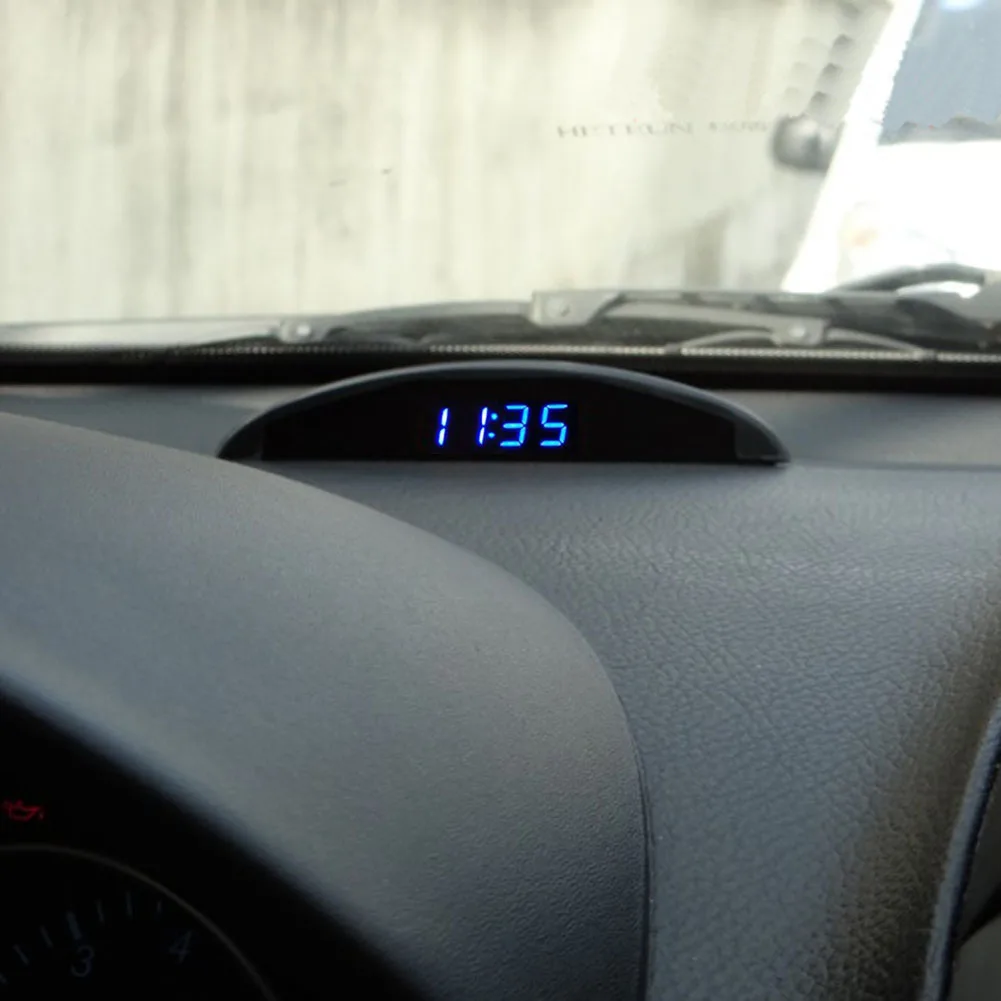 VODOOL-reloj electrónico multifunción para coche, dispositivo con termómetro Digital LED de 12V, voltímetro, 2 en 1