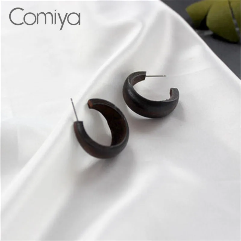 Comiya Новые Дизайнерские Серьги-гвоздики для женщин Декор из дерева Винтажные украшения Личностные серьги Orecchini Интернет-шоппинг Индия.