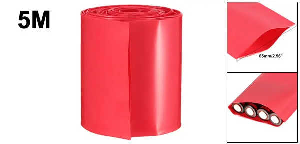 Red Uxcell 5 м длинная термоусадочная пленка 65 мм плоская ширина изолированный ПВХ для AA питания черный/красный/зеленый/синий/прозрачный/светло-зеленый - Цвет: Red
