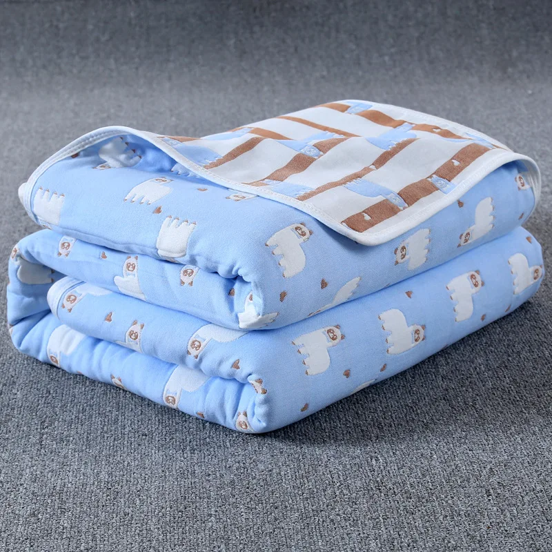 SHEEP BLUE Муслиновые одеяла для детей, 6 слоев, марля, хлопок, мягкое одеяло, для новорожденных, Пеленальное полотенце, детское банное полотенце, 110*110 см - Цвет: SHEEP BLUE