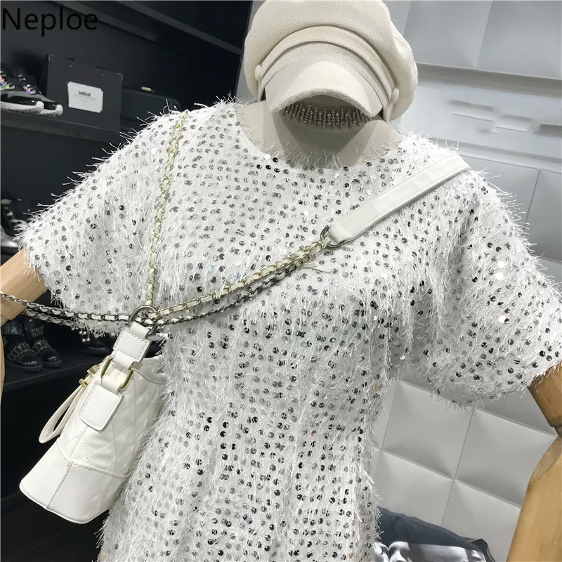 Neploe/лето 2019 женское платье шикарное с кисточками блестками Vestidos модное круглым