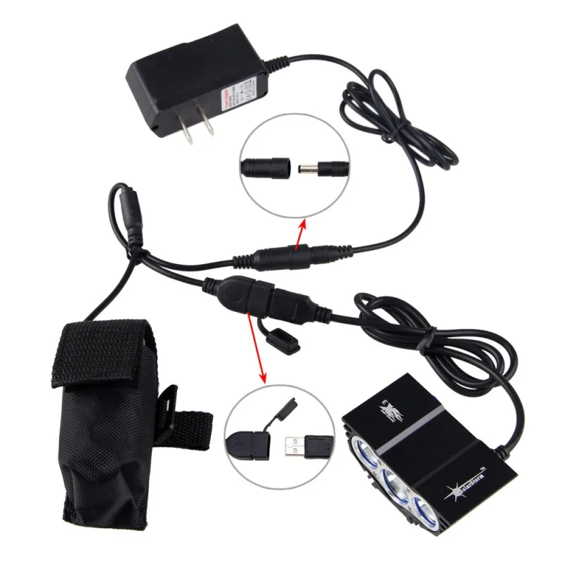 Светодиодный светильник для велосипеда передний USB Перезаряжаемый XM L 3XT6