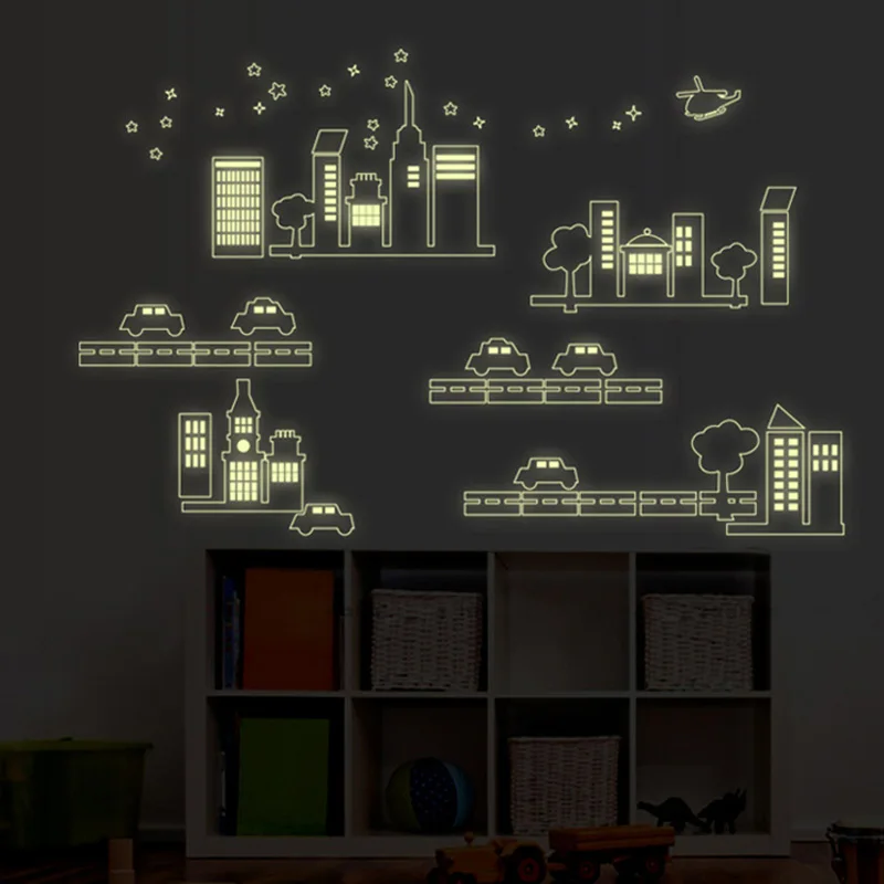 Детская спальня обои детская комната Наклейка на стену s окно мультфильм город