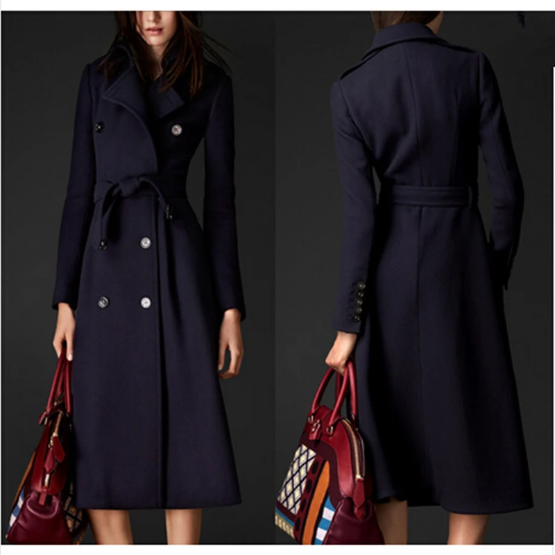 Осень зима 2021 новое двубортное пальто из шерсти для выращивания морали в Европе и