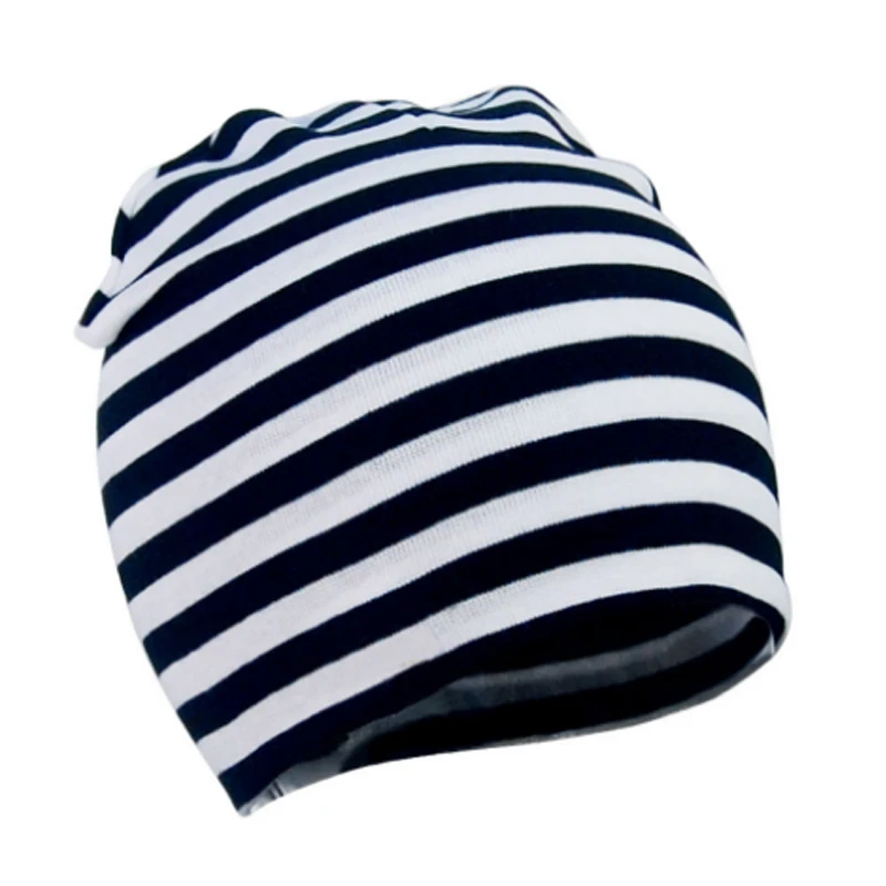 Black White Stripes Модные детские шапки унисекс; хлопковая Мягкая Милая Шапка; зимние теплые однотонные шапочки Skullies Beanies - Цвет: Black White Stripes