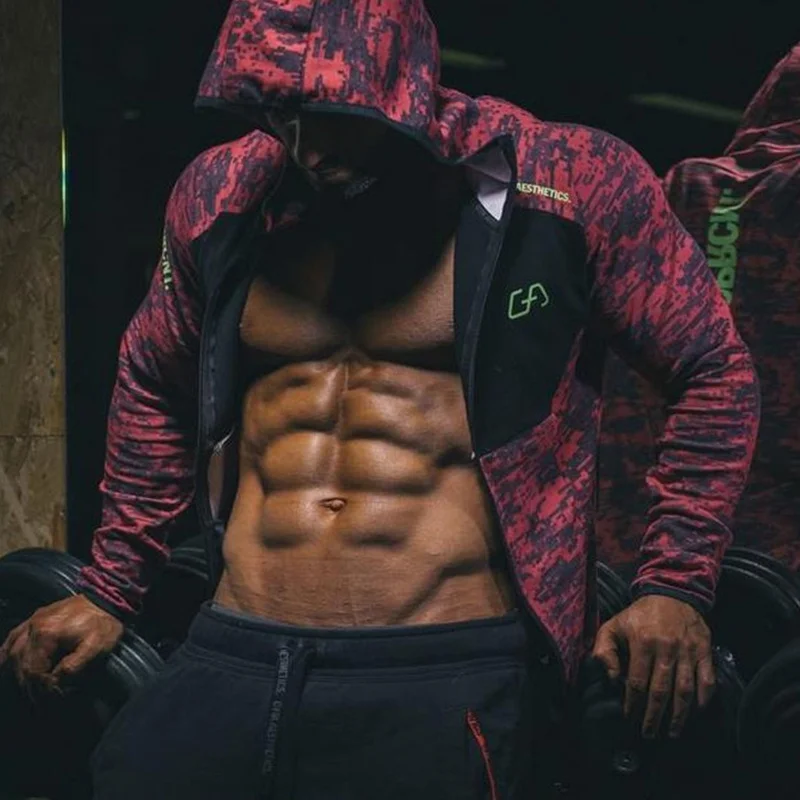 Спортивные мужские камуфляжные толстовки на молнии, спортивные мужские куртки для тренировок, фитнеса, бодибилдинга, спорта на открытом воздухе