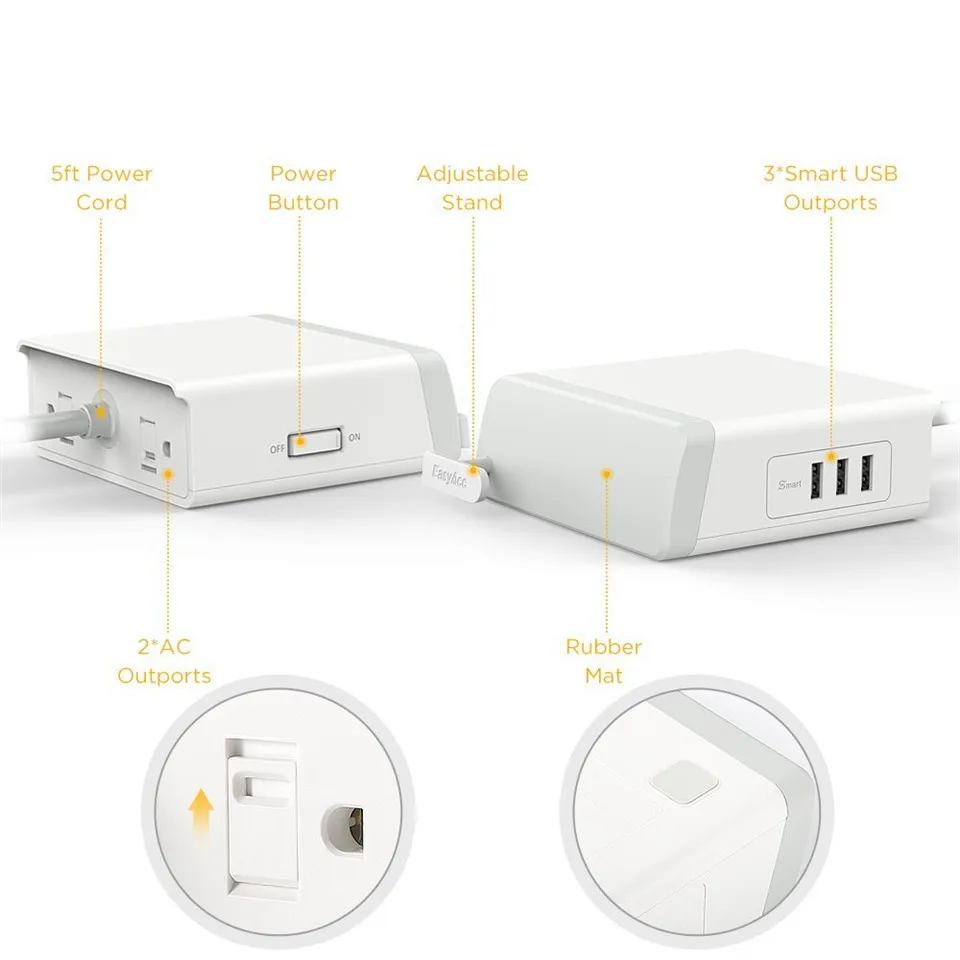 Зарядное устройство EasyAcc с 3 USB-портами 7 2 А смарт-адаптера для мобильный телефон |