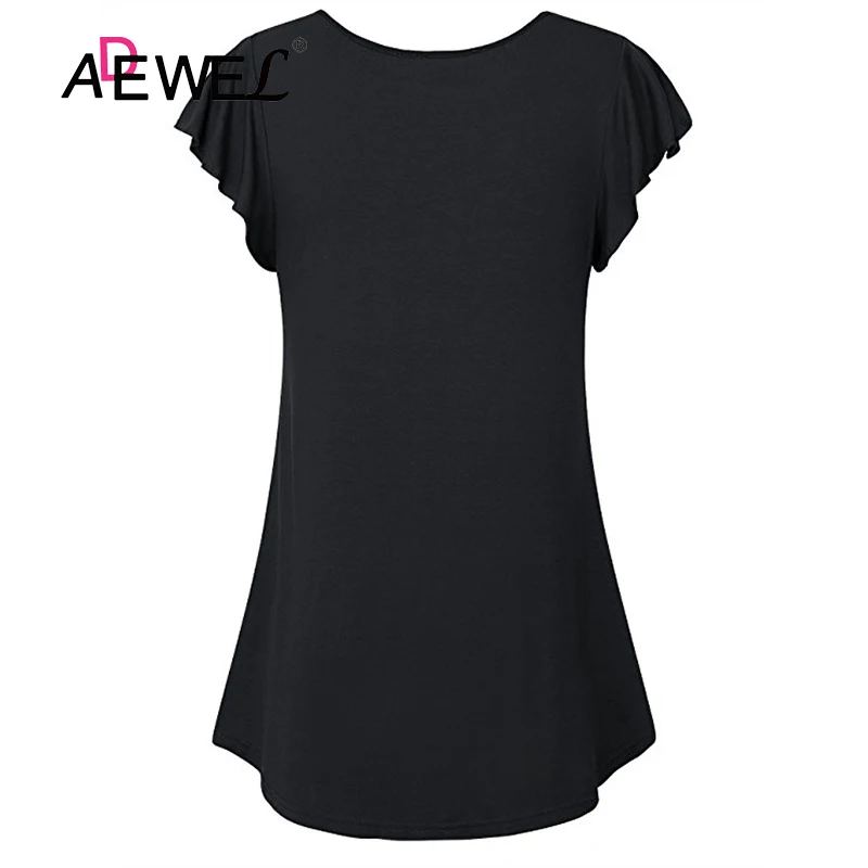 ADEWEL топы и блузки для лета женские плюс размер Короткие рукава Кружева шить О