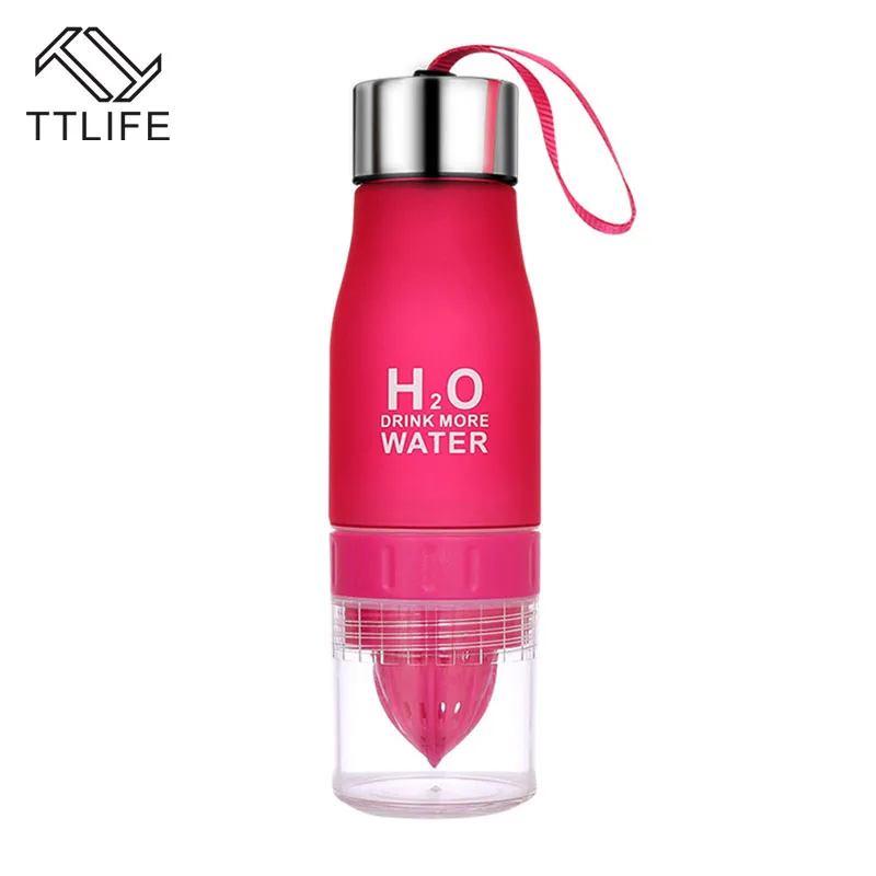 TTLIFE, подарок, 650 мл, H2O, лимонный сок, фруктовая бутылка для воды, для заварки, посуда для напитков, для улицы, портативный шейкер, Спортивная бутылка, BPA бесплатно - Цвет: Красный