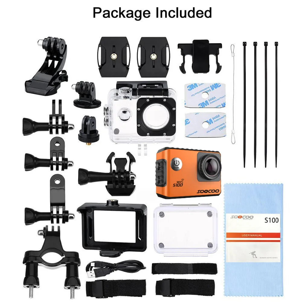 Экшн камера SOOCOO S100 4K Wi Fi NTK96660 водонепроницаемая 30 м встроенный гироскоп с GPS