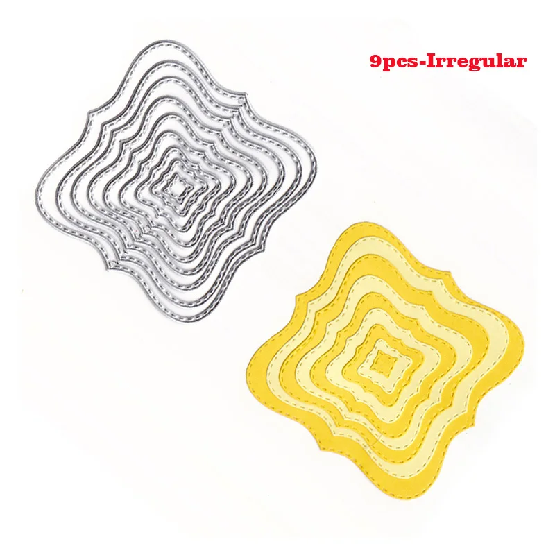 9pcs Irregular 15 геометрических форм высечки для DIY скрапбукинга круглый квадратный цветок Звезда Форма s тиснение металла высечки штампы для фотоальбома - Цвет: 9pcs Irregular