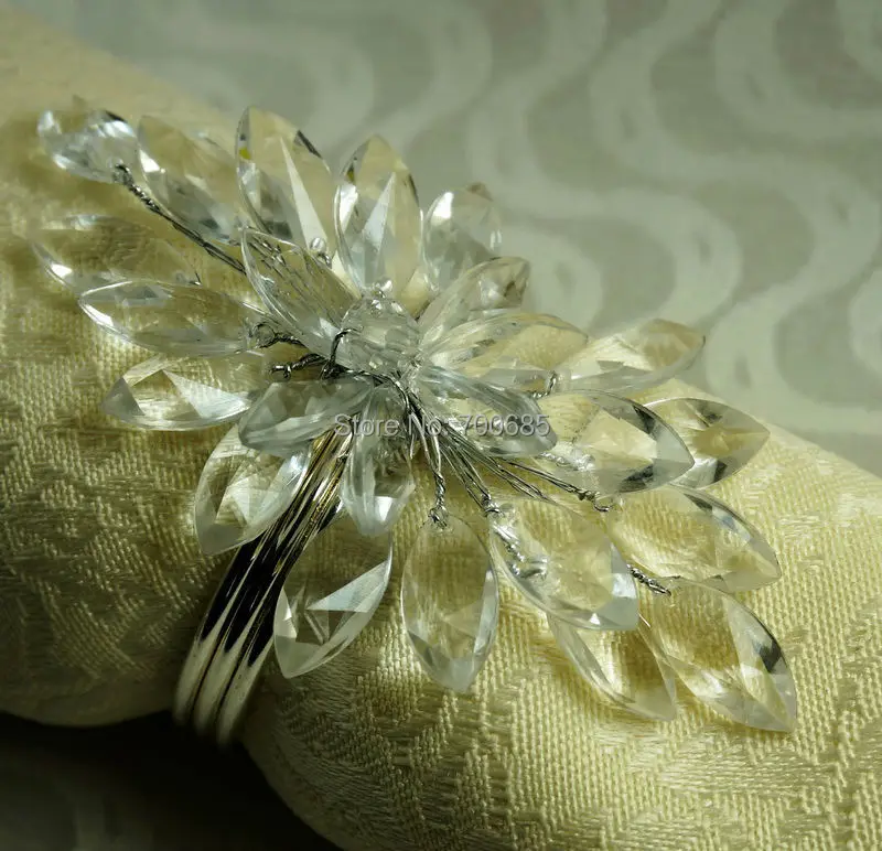 Декоративное кольцо для салфеток с кристаллами и цветами | Дом сад