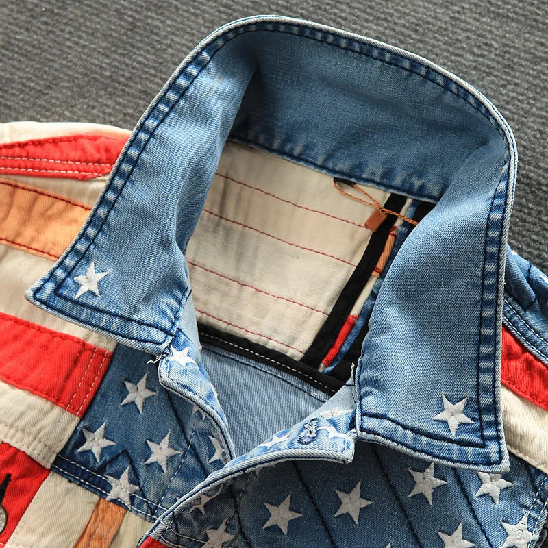 New 2015 Spring and Summer men's denim vest casual Slim lapel striped mens sleeveless jean jacket | Тематическая одежда и