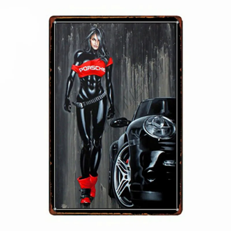 5 Что хороший залив бензин Винтаж Pin Up Девушка металлическая жестяная вывеска самолет мотоцикл плакат настенный налет двигатель картина маслом Декор WY69 - Цвет: 5