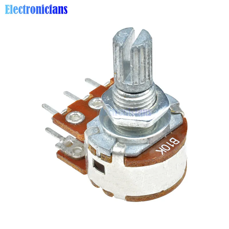 5Pcs/Lot B10K 10K Ohm Potentiometer 6 Pins Split Shaft Rotary Linear Stereo Dual Taper Potentiometers | Электронные компоненты