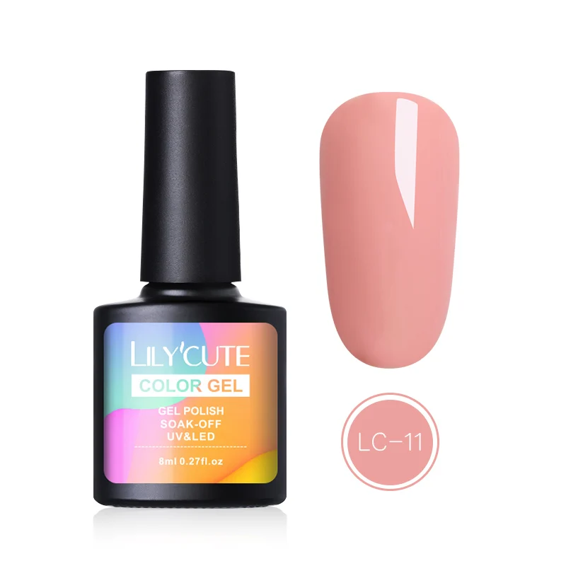 LC 11 LILYCUTE 8 мл гель для ногтей с блестками лак для живого кораллового апельсина чистый цвет для ногтей Полупостоянный отмачиваемый УФ светодиодный гель лак для ногтей - Цвет: LC 11