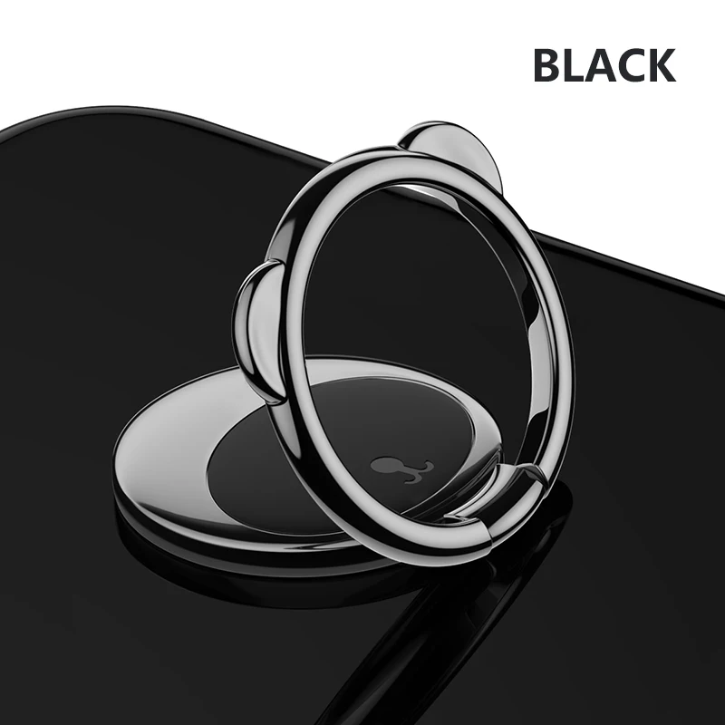 BLACK Baseus, металлическое кольцо-держатель для iPhone, samsung, кольцо для мобильного телефона, крепление на 360 градусов, подставка для магнитного автомобильного держателя для телефона - Цвет: BLACK