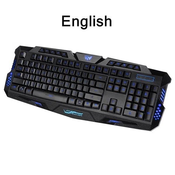 Standard-English ZERODATE hxsj A877 трещины Трехцветная подсветка Проводная русско-английская игровая клавиатура ноутбук Настольный Teclado регулируемый свет - Цвет: Standard-English