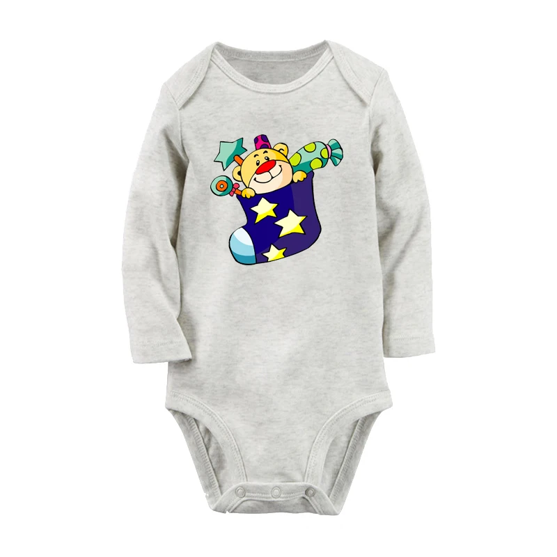 Baby478WC Merry Рождество подарок «Медведь» носки для девочек новорожденных обувь мальчиков наряды с длинным рукавом Комбинезон хлопковый принт - Цвет: Baby478WC