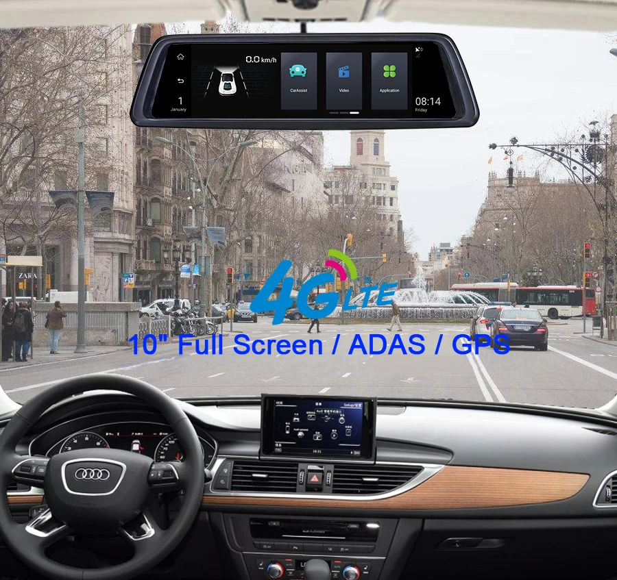 Jansite 1" Full Touch ips Автомобильный видеорегистратор 4G Android зеркало gps FHD 1080P двойной объектив Автомобильный видеорегистратор Автомобильное зеркало заднего вида камера ADAS BT wifi