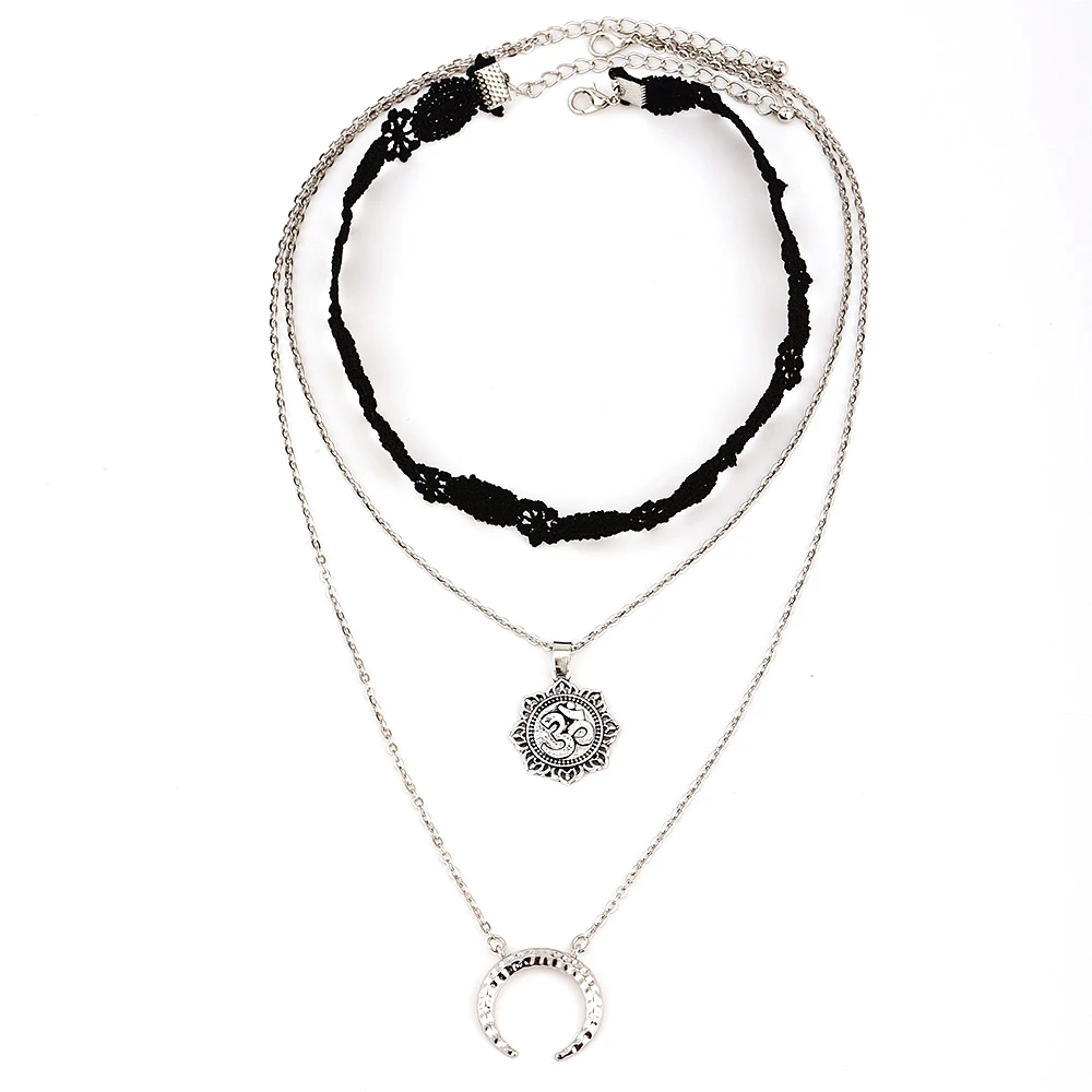 3 шт./компл. женское ожерелье с подвеской в виде Луны и круглой резьбы для йоги
