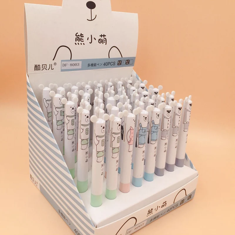 Шариковая ручка 2 в 1 B54 Kawaii White Bear + карандаш 0 5 мм для письма Канцелярские Товары