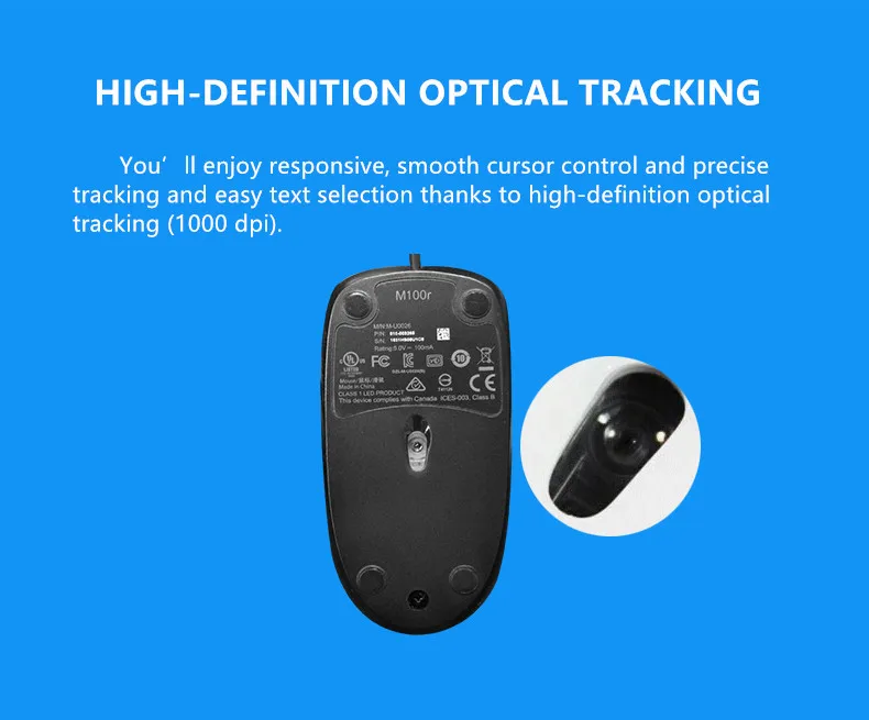 Проводная мышь logitech M100r Высокоточная оптическая