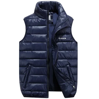 Navy blue Женские хлопковые жилеты MS без рукавов зимние и осенние куртки короткий светильник жилет пальто размера плюс 6XL CH509 - Цвет: Navy blue